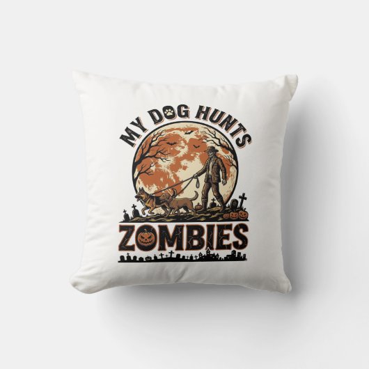 Coussin Chien chasse les zombies Conception de vecteur Hal (Recto)
