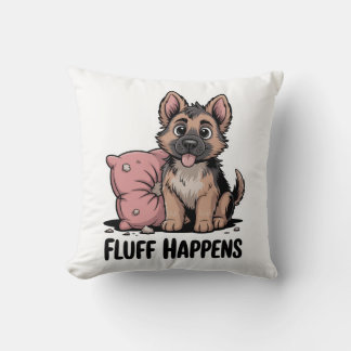Coussin Chien cheptel allemand mignon "Fluff Happens"