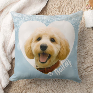 Coussin Chien Chien Chat Photo Personnalisée Bleu Mémorial