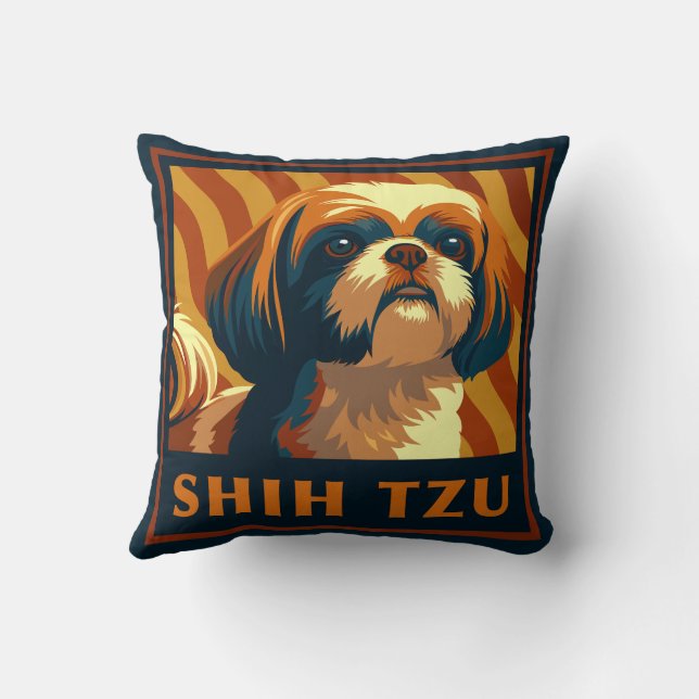 Coussin Chien chih rétro Tzu Chien chiot (Verso)