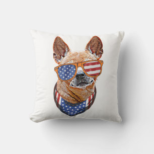 Coussin Chien Chihuahua USA Indépendance américaine 4 juil