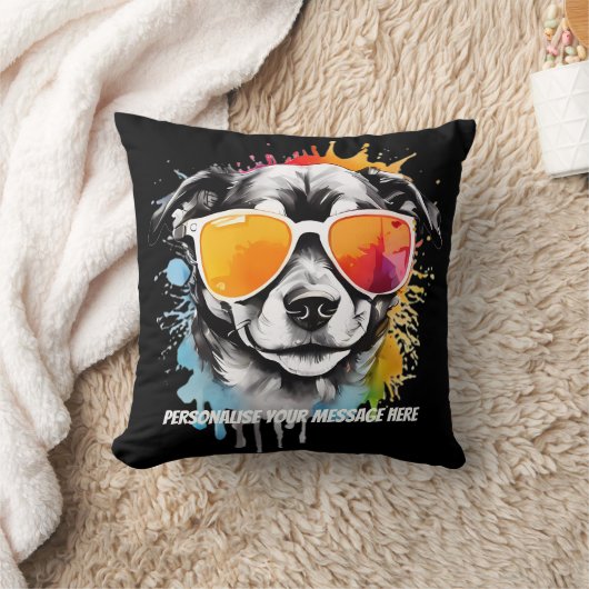 Coussin Chien chiot Cool mignon avec lunettes de soleil (Couverture)
