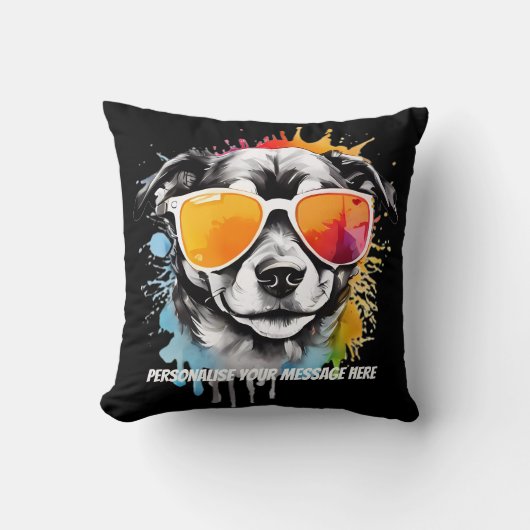Coussin Chien chiot Cool mignon avec lunettes de soleil (Recto)