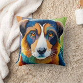 Coussin Chien coloré visage proche (Couverture)
