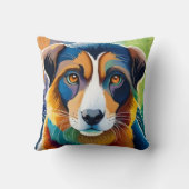 Coussin Chien coloré visage proche (Verso)