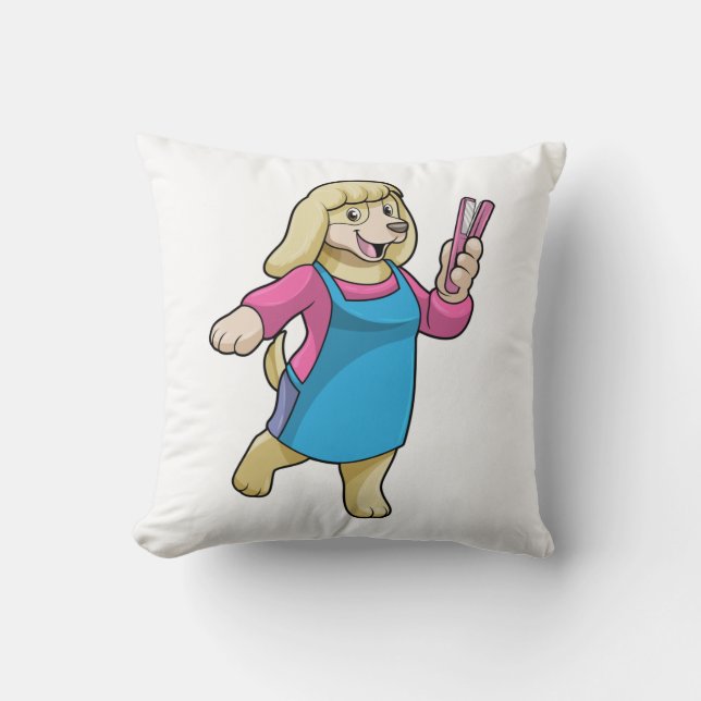 Coussin Chien comme coiffeur avec peigne (Recto)