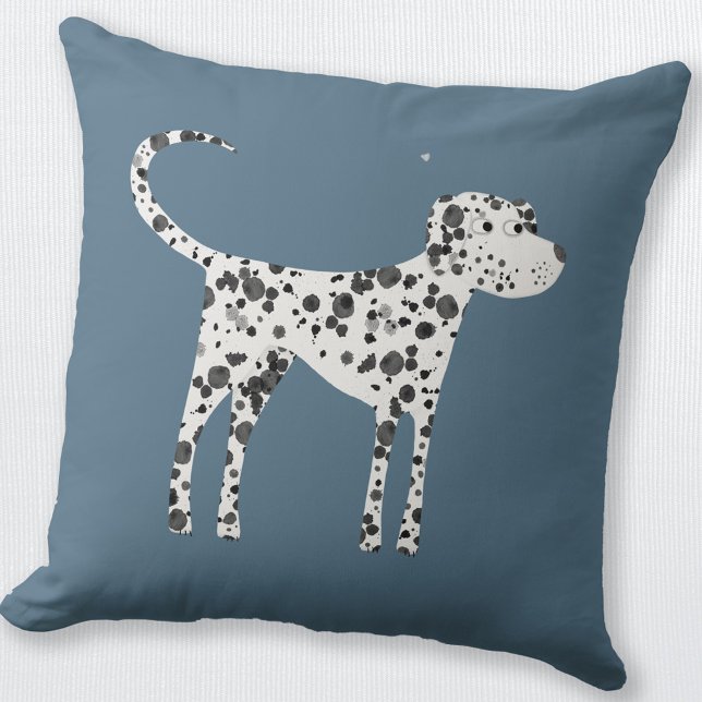 Coussin Chien dalmate mignon Turquoise vert (Dalmatian dog throw pillow in teal green)
