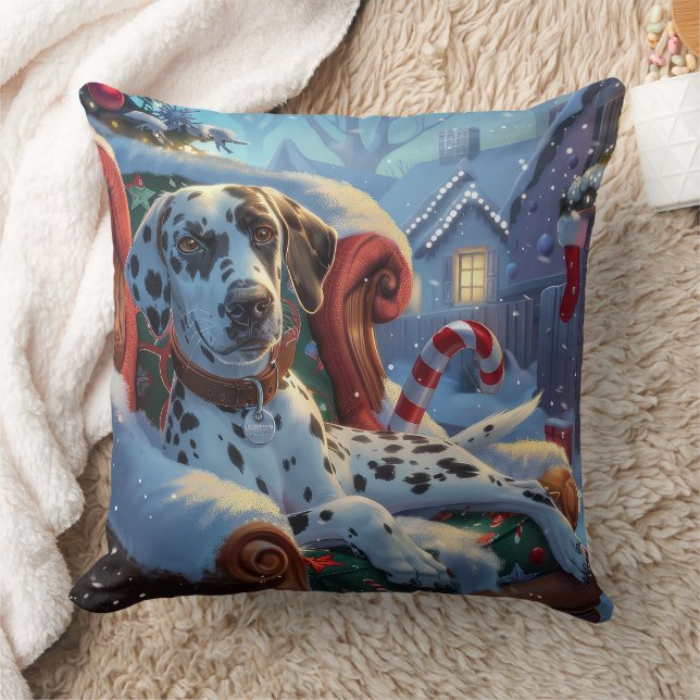 Coussin Chien Dalmatien Noël Festif (Couverture)