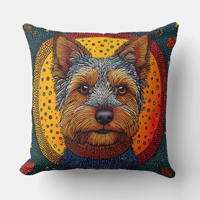 Coussin Chien dans le style d'art à points (Recto)