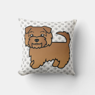 Coussin Chien de bande dessinée Norfolk Terrier rouge & pa
