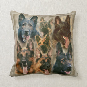 Coussin Chien de berger allemand - collage de peinture de