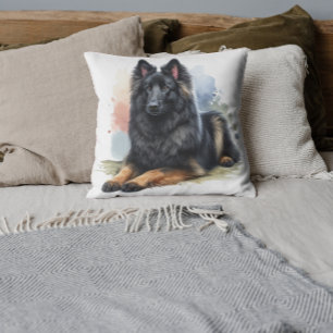 Coussin Chien de berger belge en aquarelle