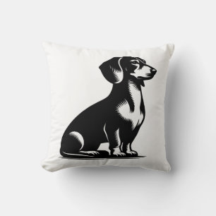 Coussin Chien de chasse classique Dessin vintage de dachsh