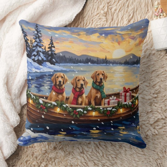 Coussin Chien de Chesapeake Noël Bateau Fêtes (Couverture)