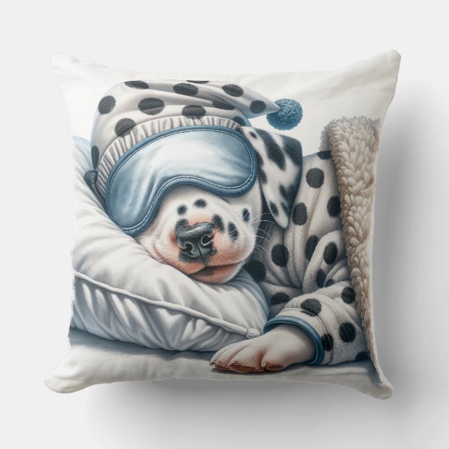 Coussin Chien de Dalmation dormant mignon (Recto)