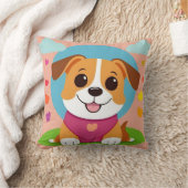 Coussin Chien de dessin animé adorable avec expression joy (Couverture)