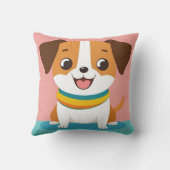 Coussin Chien de dessin animé adorable avec expression joy (Verso)
