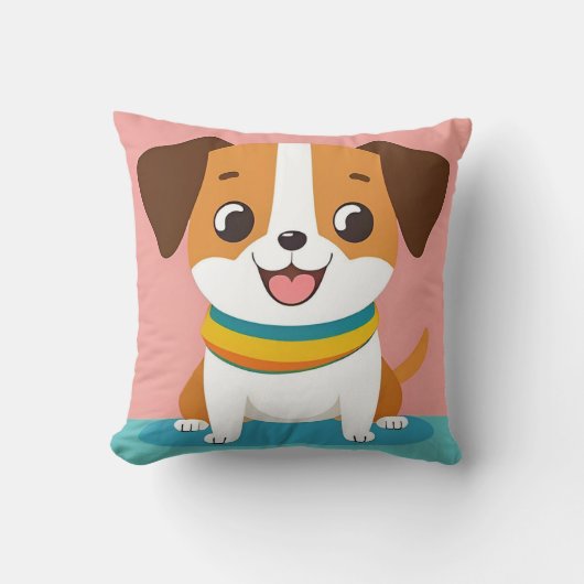 Coussin Chien de dessin animé adorable avec expression joy (Recto)