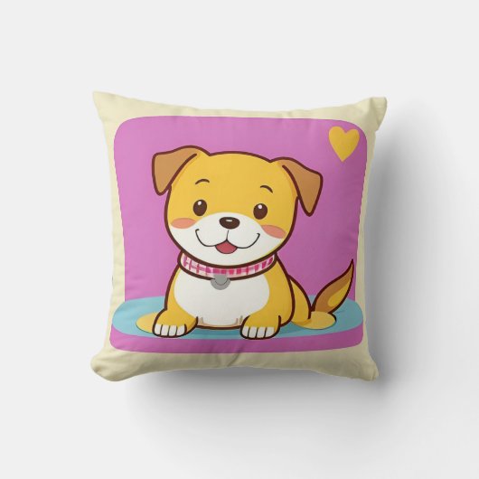 Coussin Chien de dessin animé adorable avec une expression (Recto)