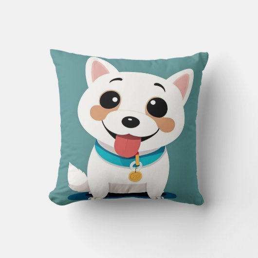 Coussin Chien de dessin animé adorable avec une expression (Recto)