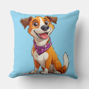 Coussin Chien de dessin animé adorable portant un bandana 
