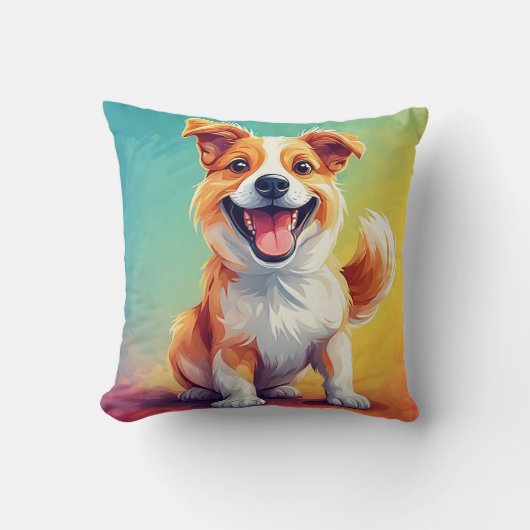 Coussin Chien de dessin animé avec une expression joyeuse (Recto)
