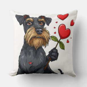 Coussin Chien de dessin animé avec une fleur