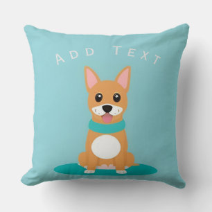 Coussin Chien de dessin animé illustré assis en souriant