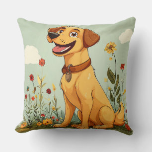 Coussin Chien de dessin animé joyeux