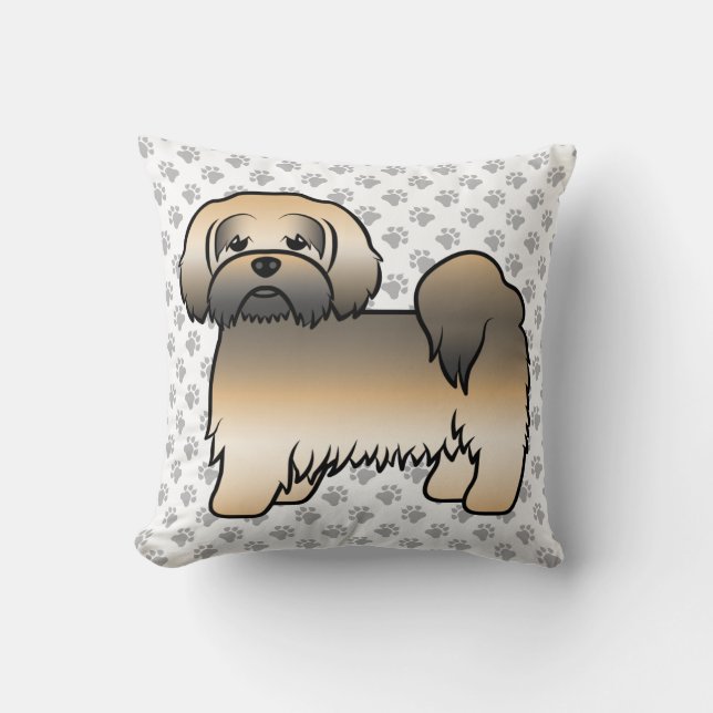 Coussin Chien de dessin animé Lhassa Apso Sable Doré & Pat (Recto)