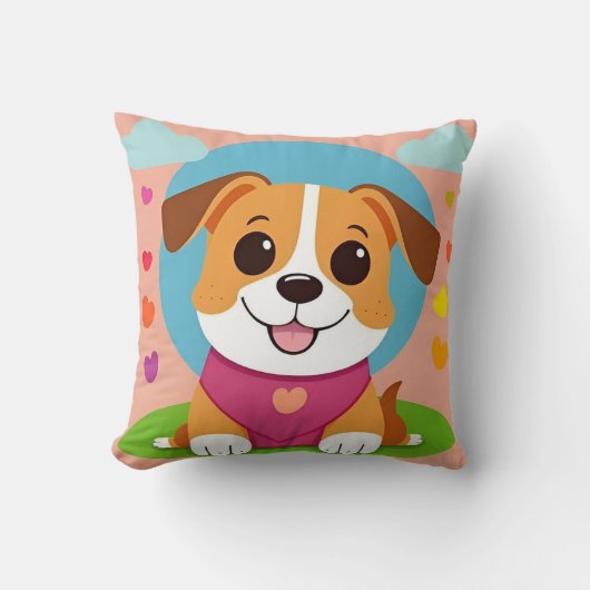Coussin Chien de dessin animé pour une conception de pièce (Recto)
