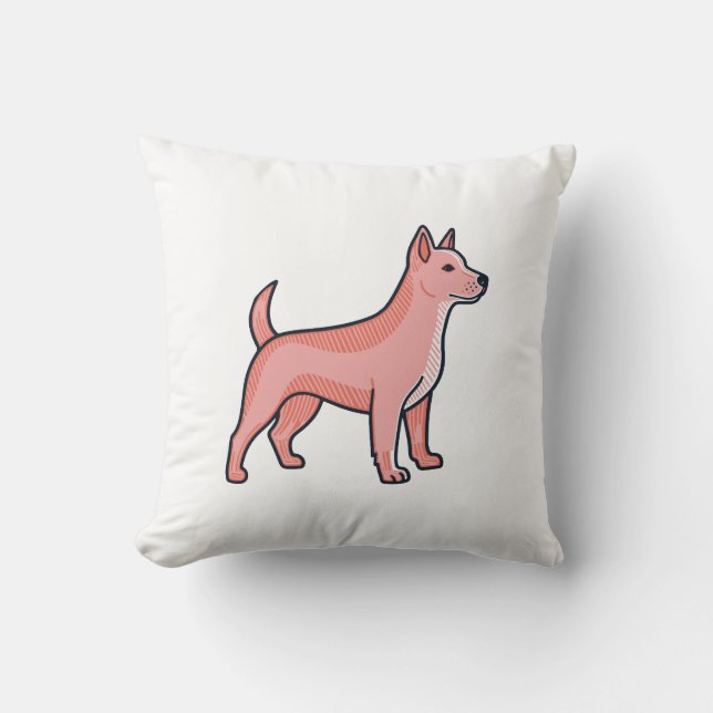 Coussin Chien de dessin animé rose (Recto)