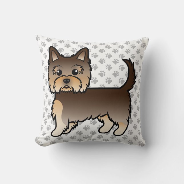 Coussin Chien de dessin animé Yorkshire Terrier au chocola (Recto)