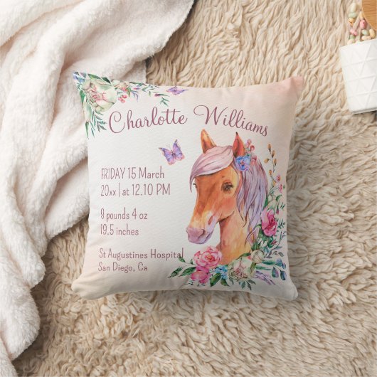 Coussin Chien de naissance de bébé pony rose pastel (Couverture)