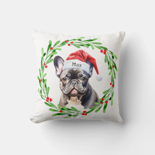Coussin Chien de Noël Français Noir Chien de Noël Père Noë