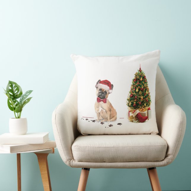 Coussin Chien de Noël Funny avec arbre (Chaise)