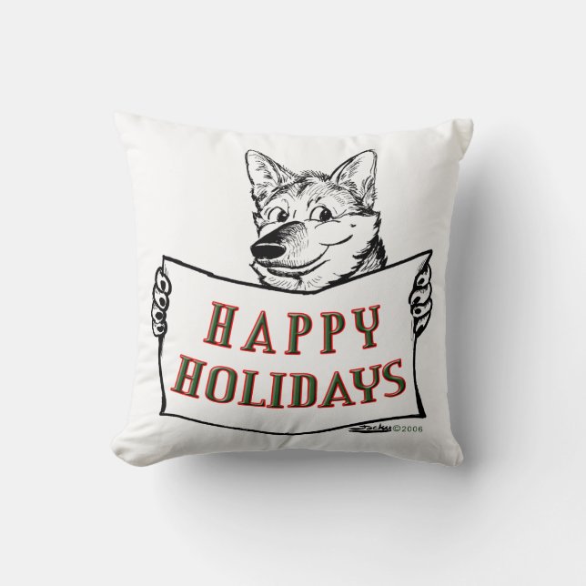 Coussin Chien de Noël : Joyeuses fêtes ! (Recto)