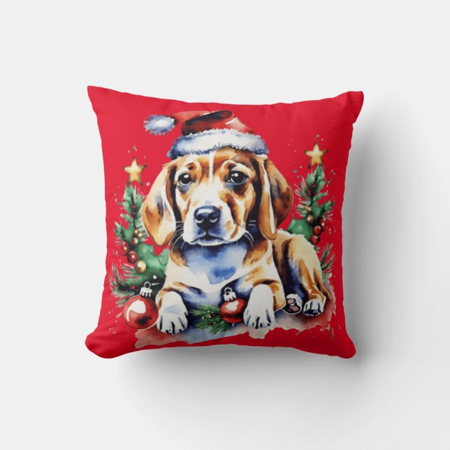 Coussin Chien de Noël mignon (Recto)