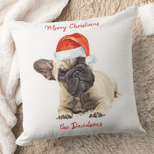 Coussin Chien de Noël mignon à chiots français