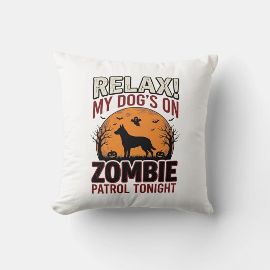 Coussin Chien de patrouille zombie Halloween Gravure vinta (Recto)