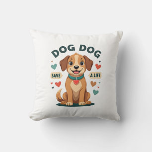 Coussin Chien de sauvetage mignon vintage sauve une vie Ca