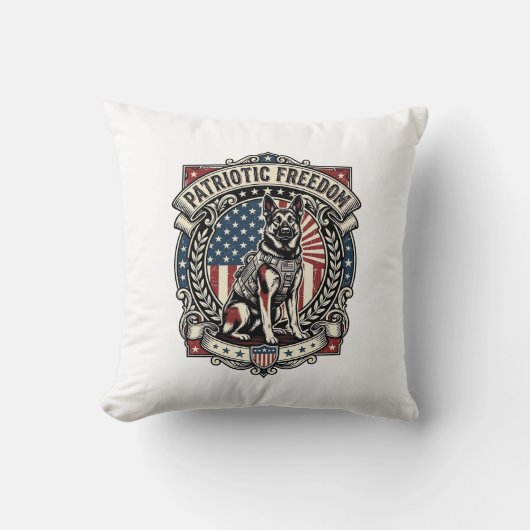 Coussin Chien de secours patriotique (Recto)