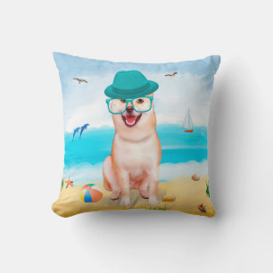 Coussin Chien de Shiba Inu sur la plage