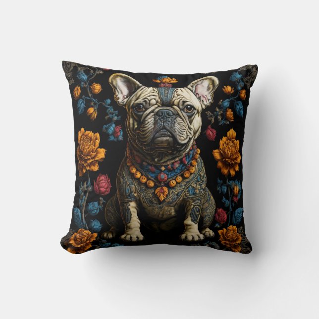 Coussin Chien de taule français de l'art populaire mexicai (Recto)