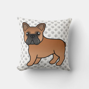 Coussin Chien de taureau français rouge mignon caricature