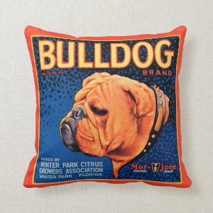 Coussin Chien de Taureau sur un arrière - plan bleu