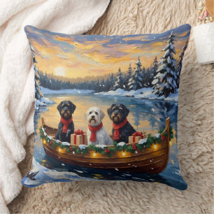 Coussin Chien d'eau portugais Noël Bateau Fêtes