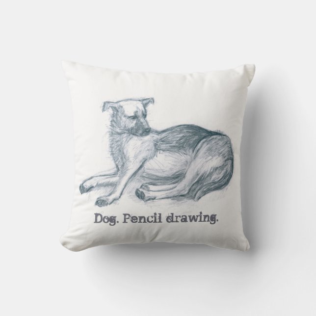 Coussin Chien. Dessin au crayon. (Recto)
