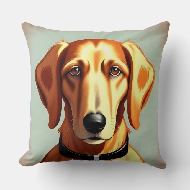 Coussin Chien Doré Avec Collier Montrant une Plaque d'Iden (Recto)