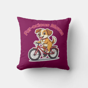 Coussin **Chien drôle à vélo – Chien mignon faisant du vél